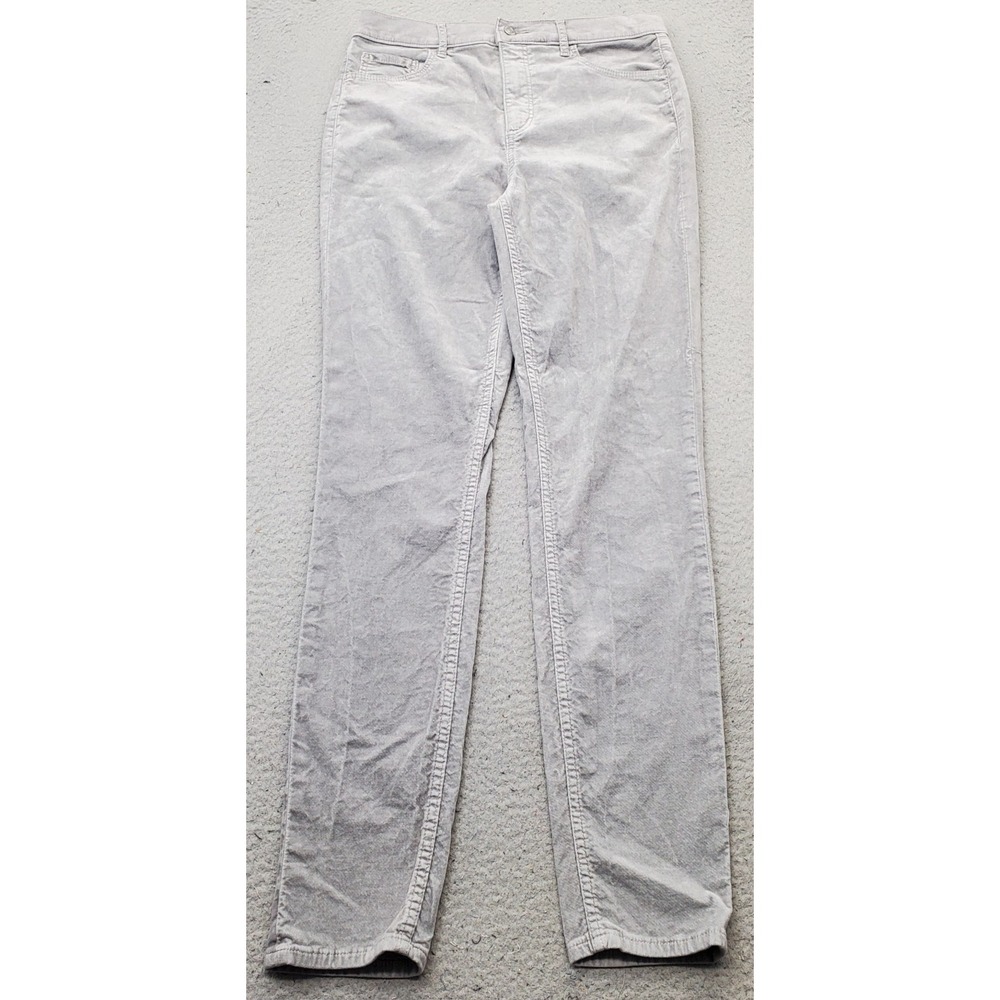 LOFT Skinny Pants Womens 29/8 Gray Velour Flat Front Classic 5-Pocket Stretch